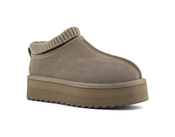 YURO SABOT IN PELLE SCAMOSCIATA CON CALZINO TAUPE